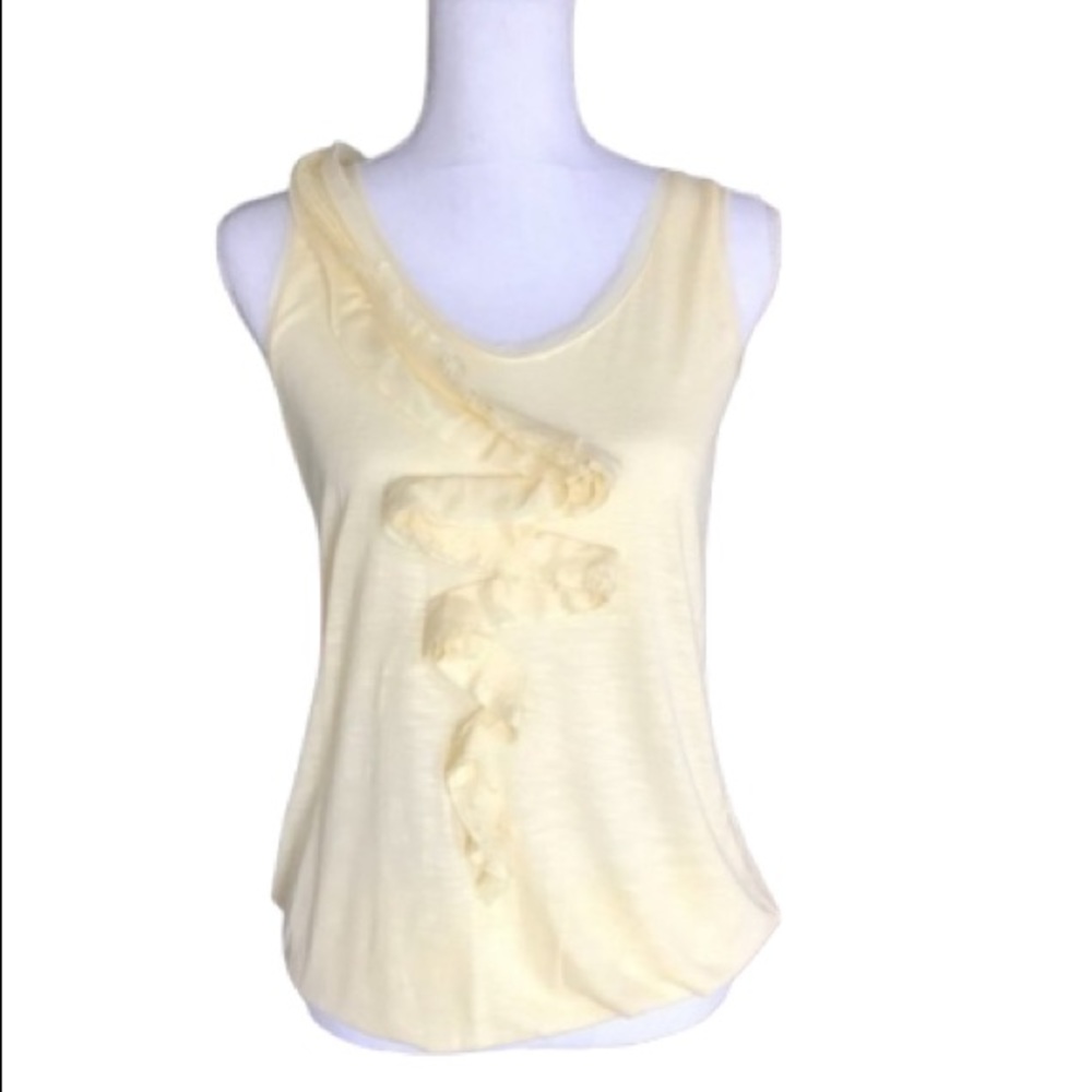 Olivia Moon raw edge silk ruffle long tank top Women's Size L